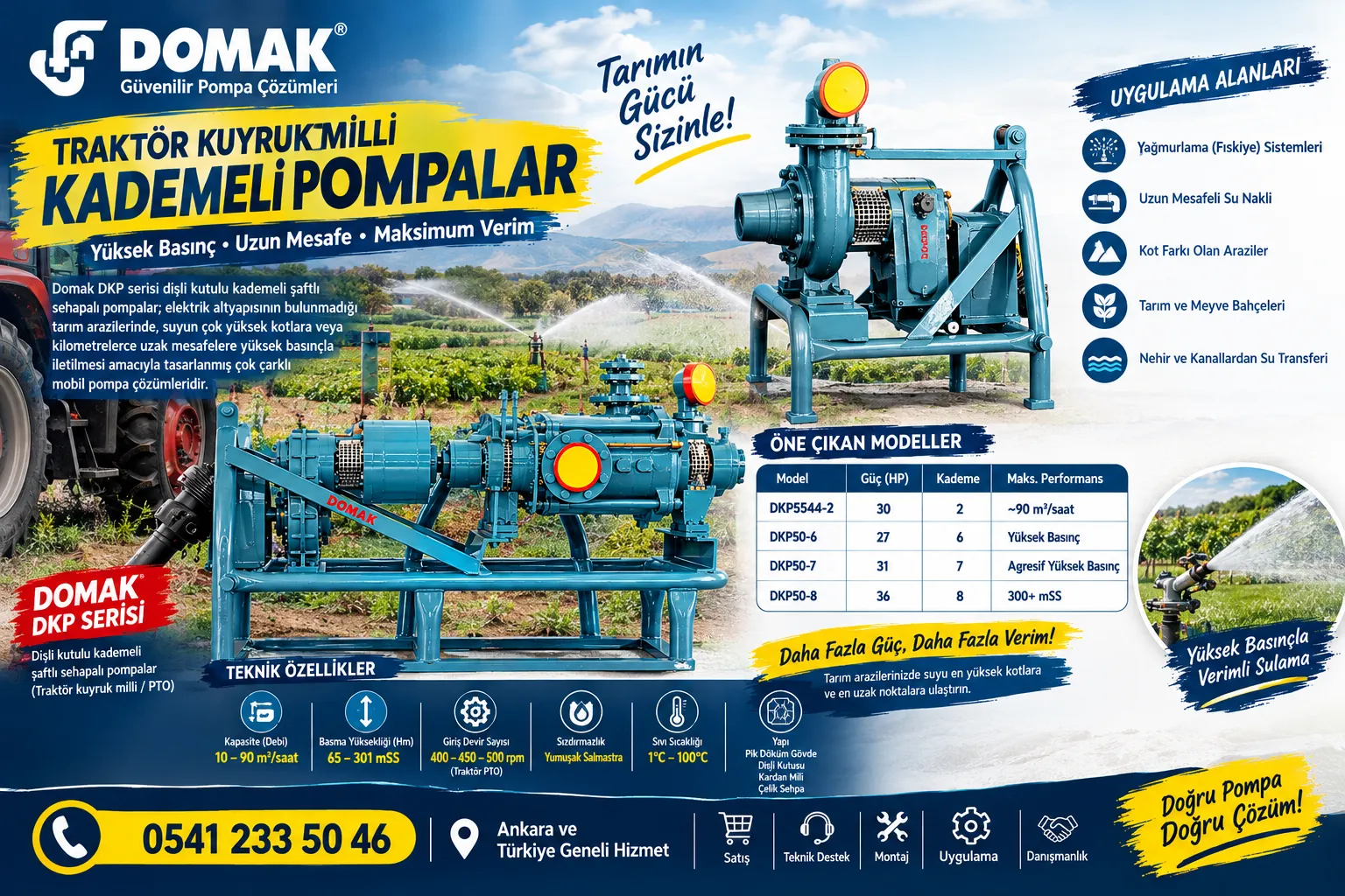 Domak DKP Traktör Kuyruk Milli Kademeli Pompalar