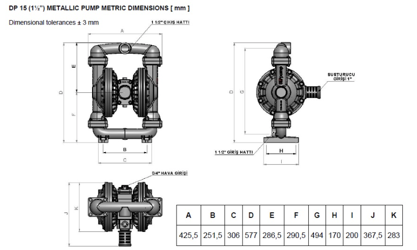 DP15 METALİK DİYAFRAMLI POMPA