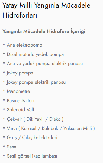Yatay Milli Dizel Motorlu Yangınla Mücadele Hidroforları
