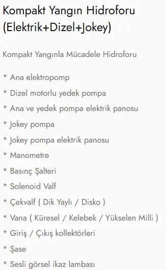 Kompakt Yangın Hidroforu (Elektrik+Dizel+Jokey)