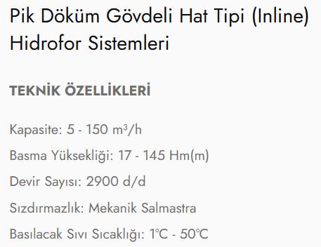 KPDH TİPİ  Pik Döküm Gövdeli Hat Tipi (Inline) Hidrofor Sistemleri