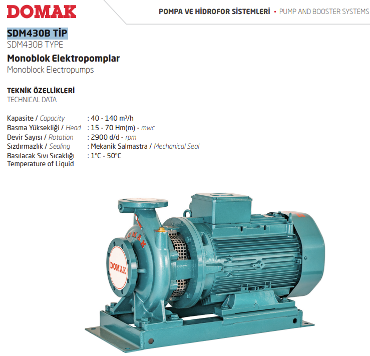 SDM430B Tip Monoblok Elektropomp