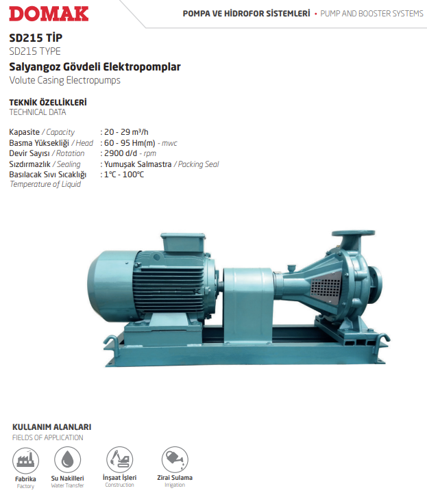 SD215 Tip Salyangoz Gövdeli Elektropomplar