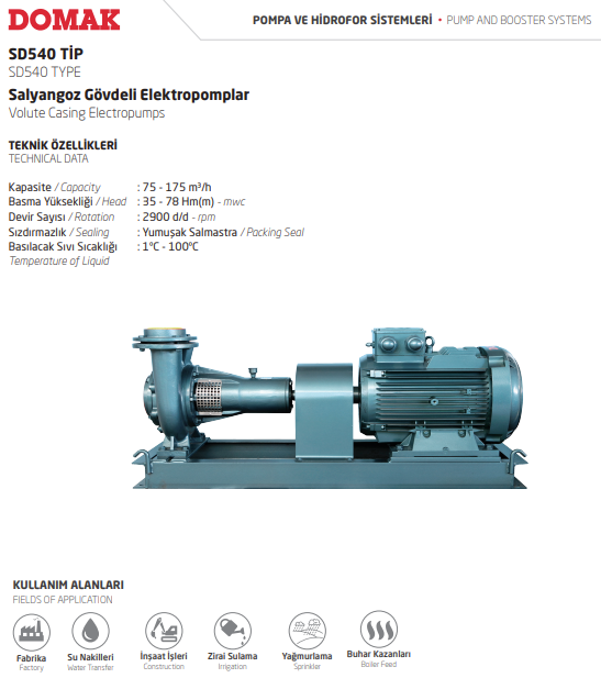 SD540 Tip Salyangoz Gövdeli Elektropomplar