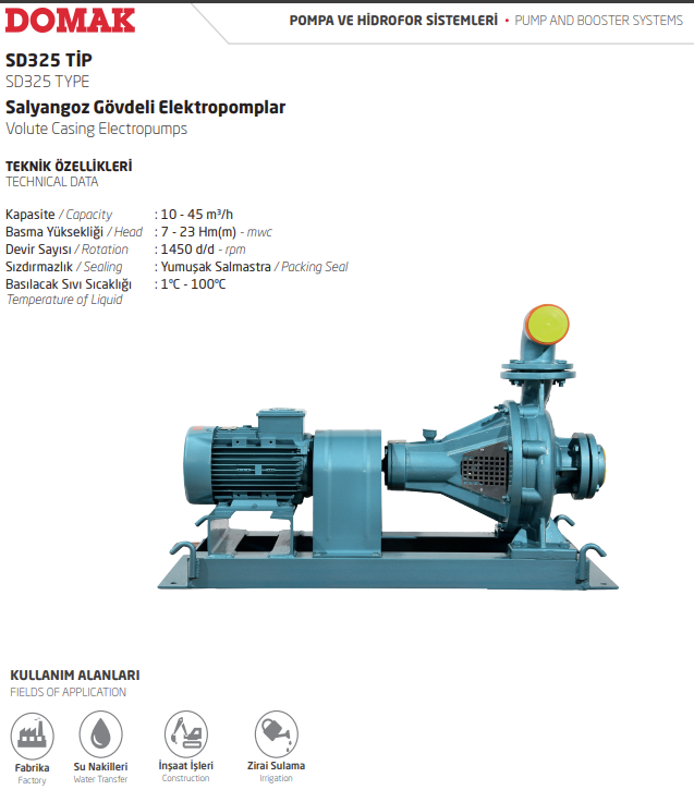SD325 Tip (1450 d/d) Salyangoz Gövdeli Elektropomplar
