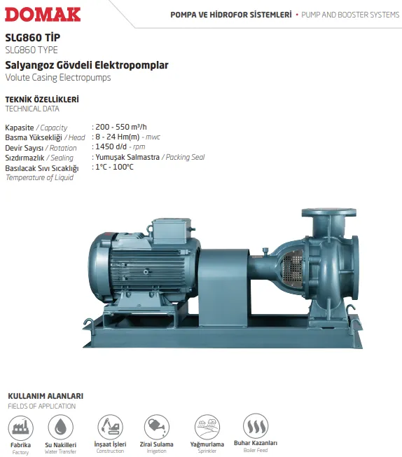 SLG860 Tip Salyangoz Gövdeli Elektropomplar