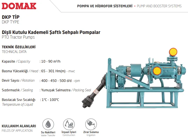 DKP Tip Dişli Kutulu Kademeli Şaftlı Sehpalı Pompalar