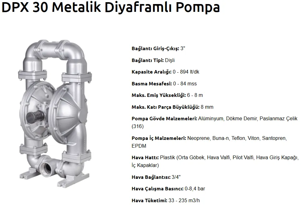 DPX 30 Pro Serisi Metalik Diyaframlı Pompa