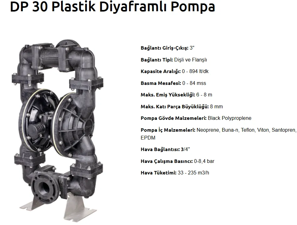 DP 30 Plastik Diyaframlı Pompa