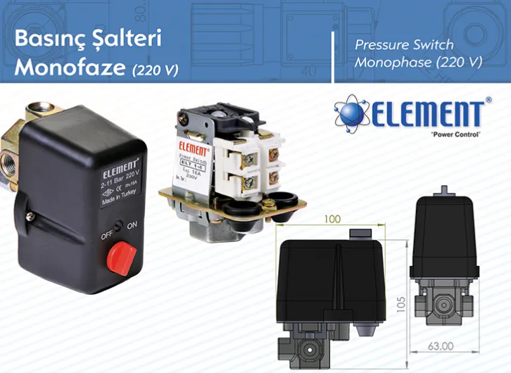 Element Basınç Şalterleri Monofaze 220 v