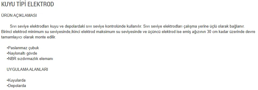 Element Kuyu Tipi Elektrod