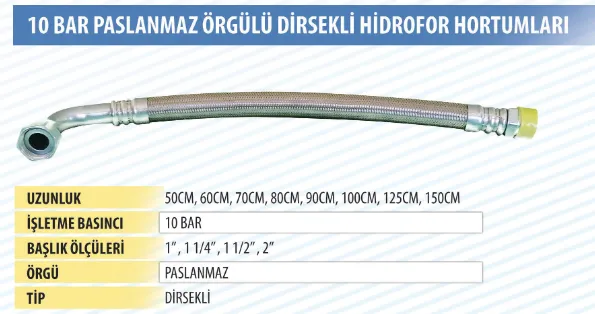 Element Paslanmaz Örgülü Hidrofor Hortumları